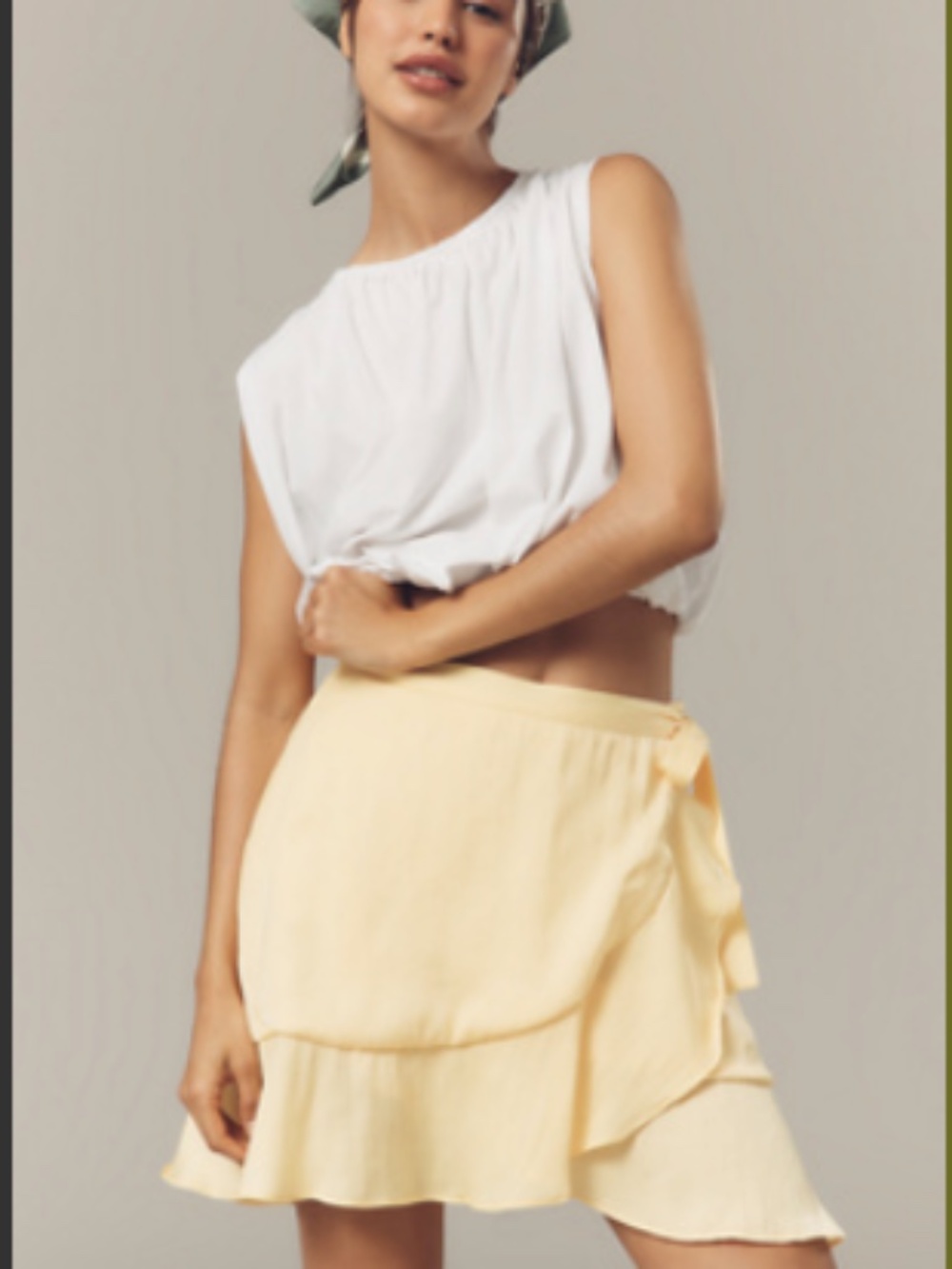 NWT $98 Anthropologie Maeve Ruffle Mini Wrap Skirt Sunray Yellow Size Small